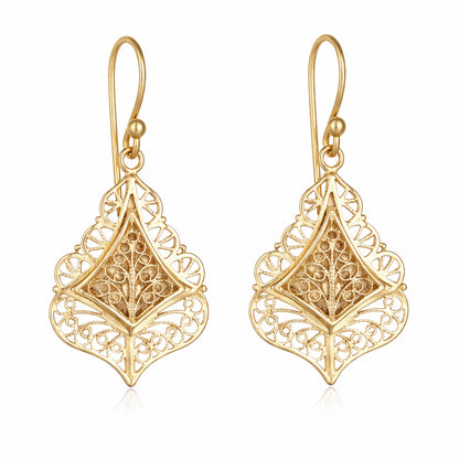 Filigree Diamond Drop Earrings with Open Scrollwork