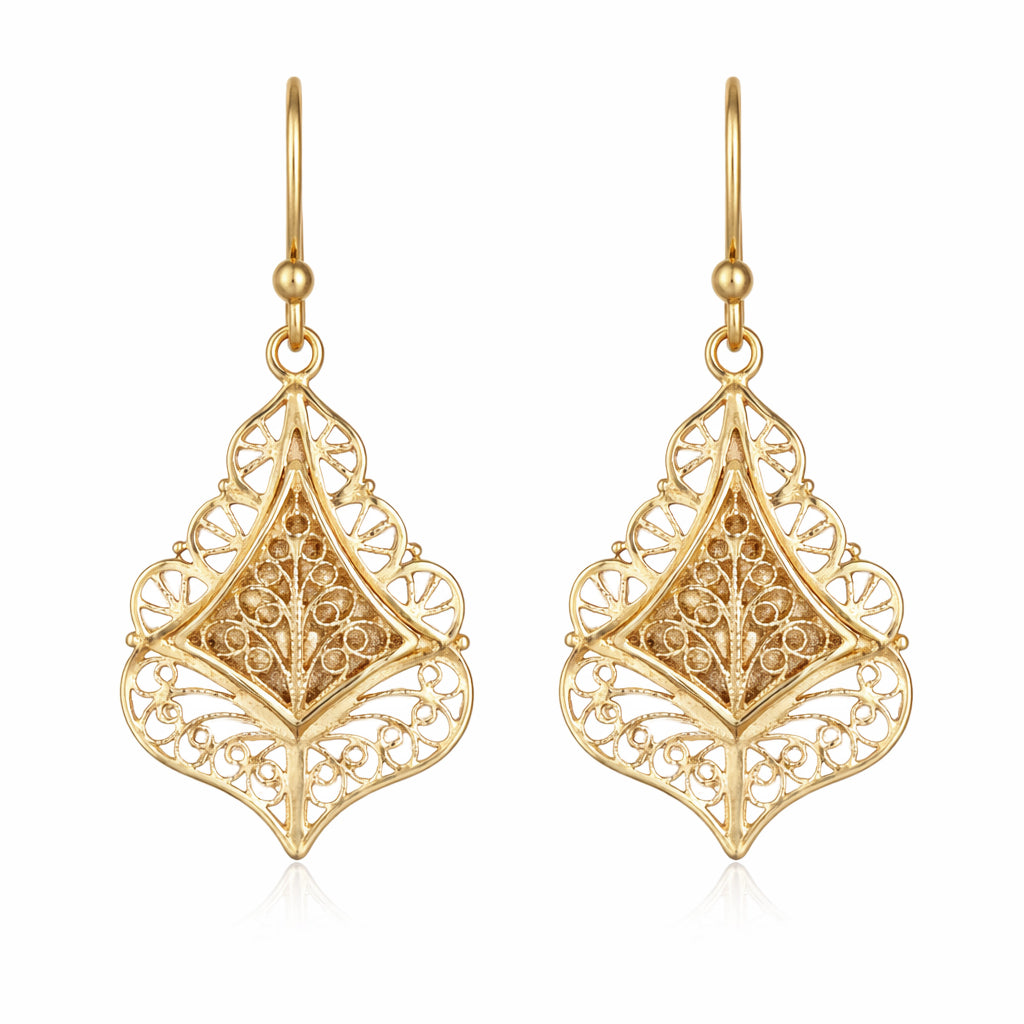 Filigree Diamond Drop Earrings with Open Scrollwork