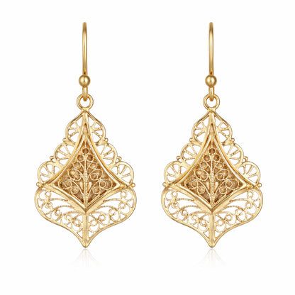 Filigree Diamond Drop Earrings with Open Scrollwork
