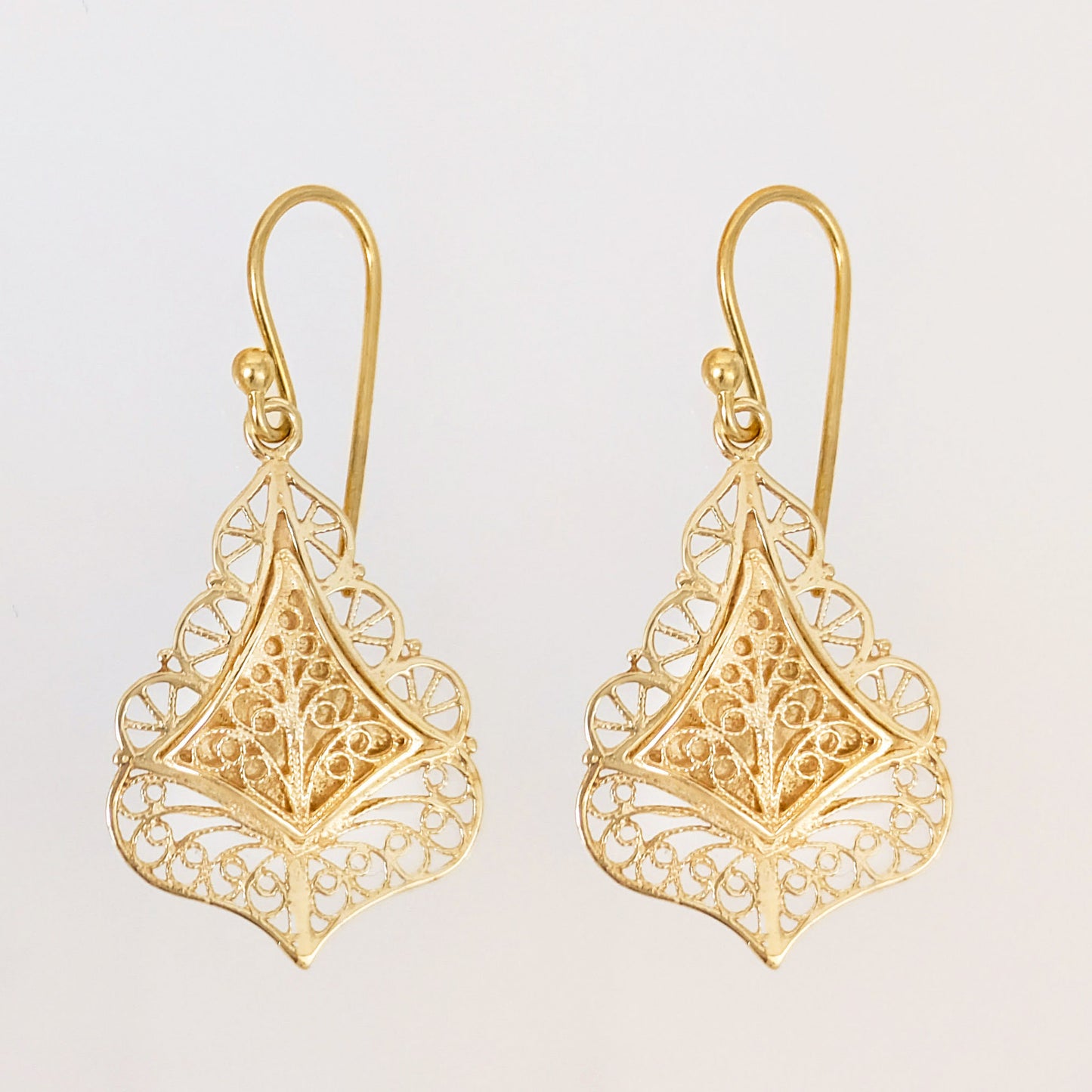 Filigree Diamond Drop Earrings with Open Scrollwork