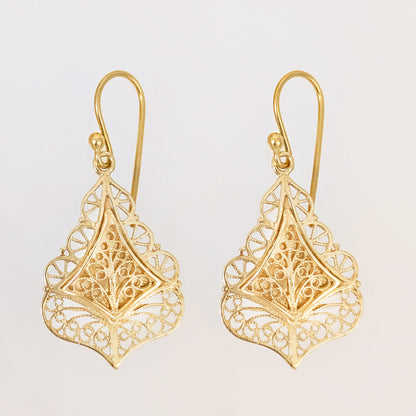 Filigree Diamond Drop Earrings with Open Scrollwork