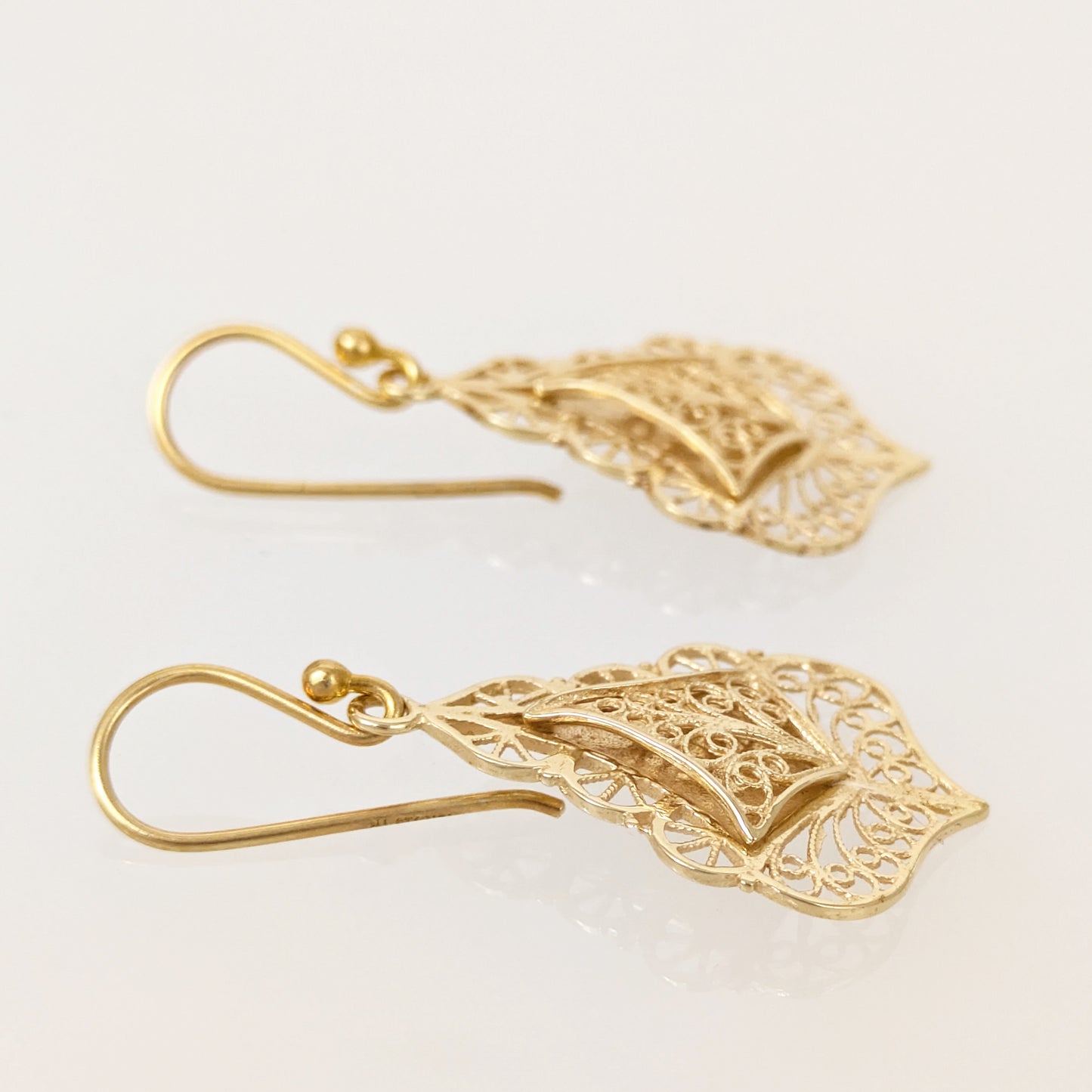 Filigree Diamond Drop Earrings with Open Scrollwork
