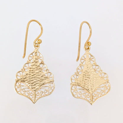 Filigree Diamond Drop Earrings with Open Scrollwork