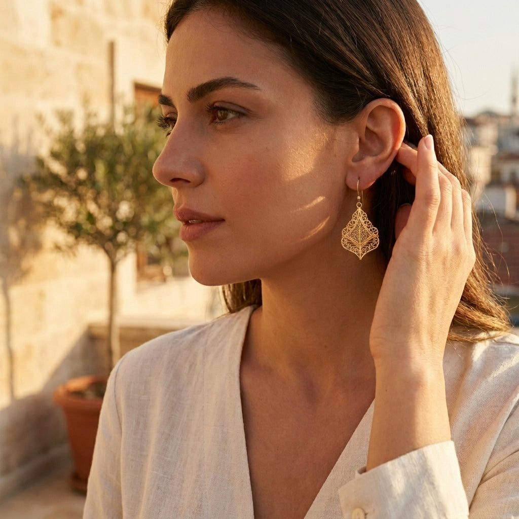 Filigree Diamond Drop Earrings with Open Scrollwork