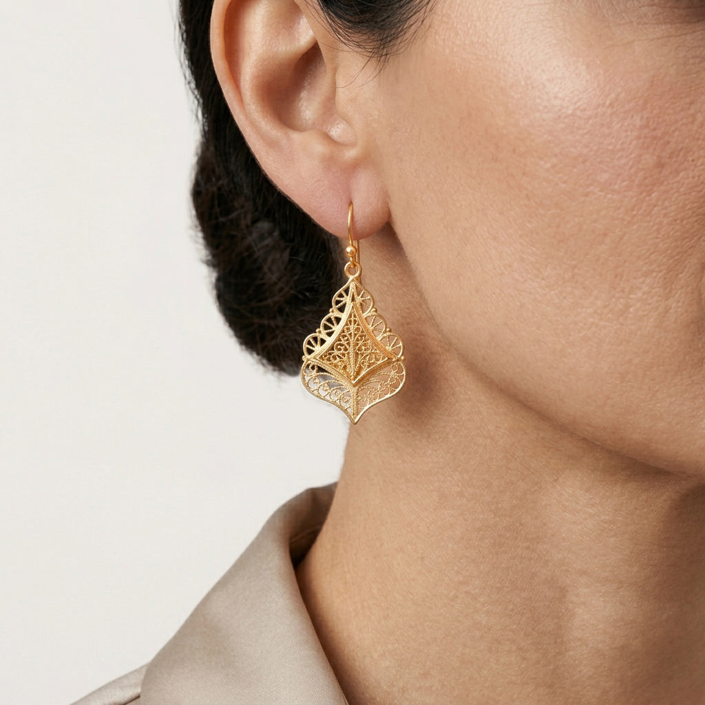 Filigree Diamond Drop Earrings with Open Scrollwork