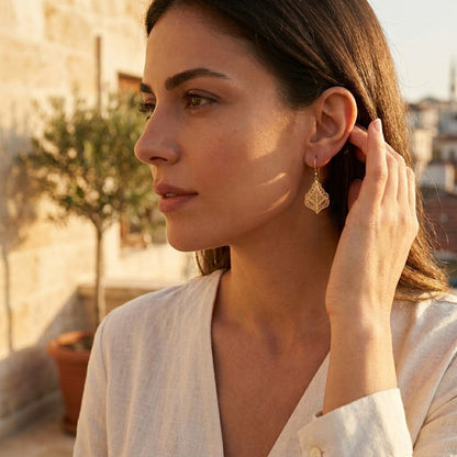 Filigree Diamond Drop Earrings with Open Scrollwork