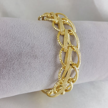 Bold Chain Link Interlocked Woven Bracelet with toggle clasp