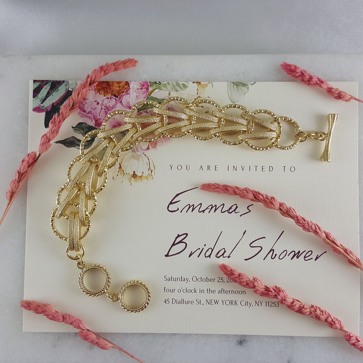 Bold Chain Link Interlocked Woven Bracelet with toggle clasp