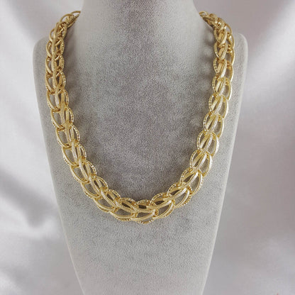 Bold Chain Link Woven Necklace with toggle clasp - TurkishBling