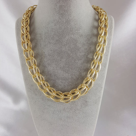 Bold Chain Link Woven Necklace with toggle clasp