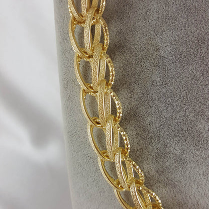 Bold Chain Link Woven Necklace with toggle clasp - TurkishBling