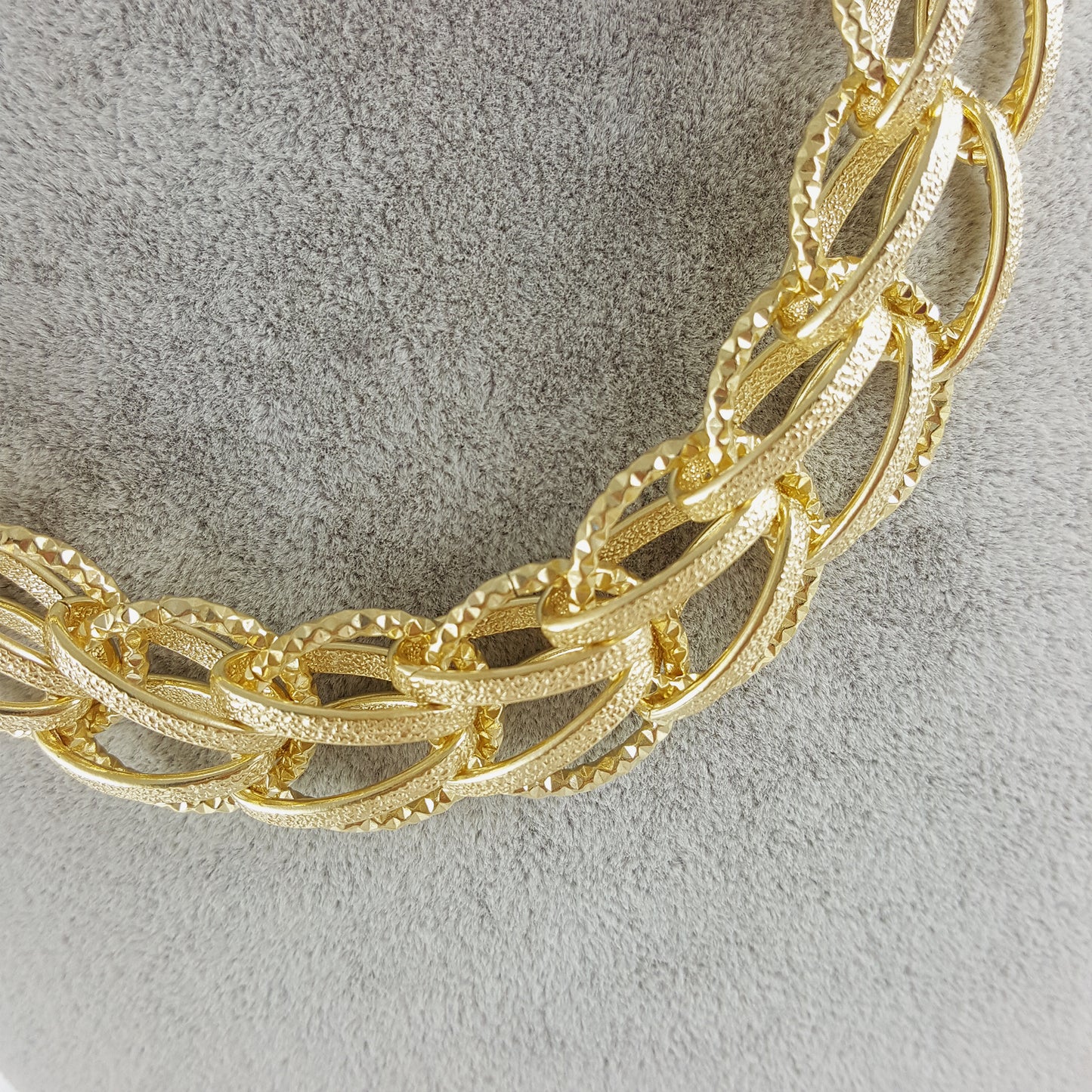 Bold Chain Link Woven Necklace with toggle clasp