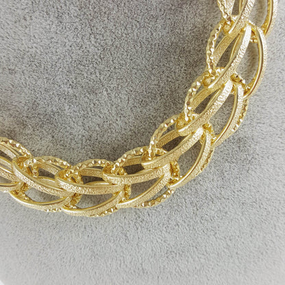 Bold Chain Link Woven Necklace with toggle clasp - TurkishBling