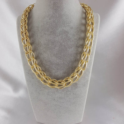 Bold Chain Link Woven Necklace with toggle clasp - TurkishBling