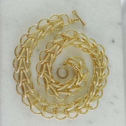 Bold Chain Link Woven Necklace with toggle clasp - TurkishBling