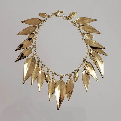 Leaf Charm Bracelet with Lobster claw - TurkishBling