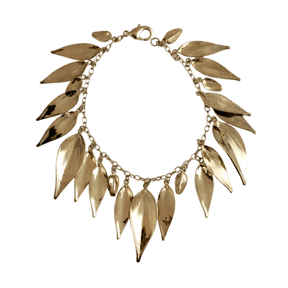 Leaf Charm Bracelet with Lobster claw - TurkishBling