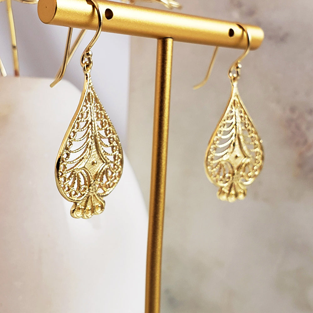 Stylish Art Deco Filigree Peacock Earrings