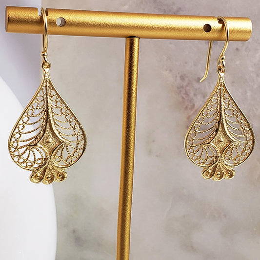 Stylish Art Deco Filigree Peacock Earrings