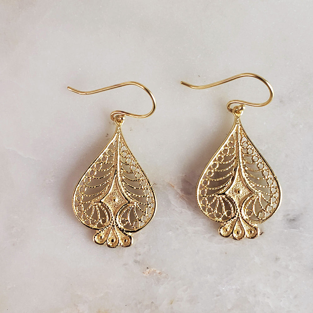 Stylish Art Deco Filigree Peacock Earrings