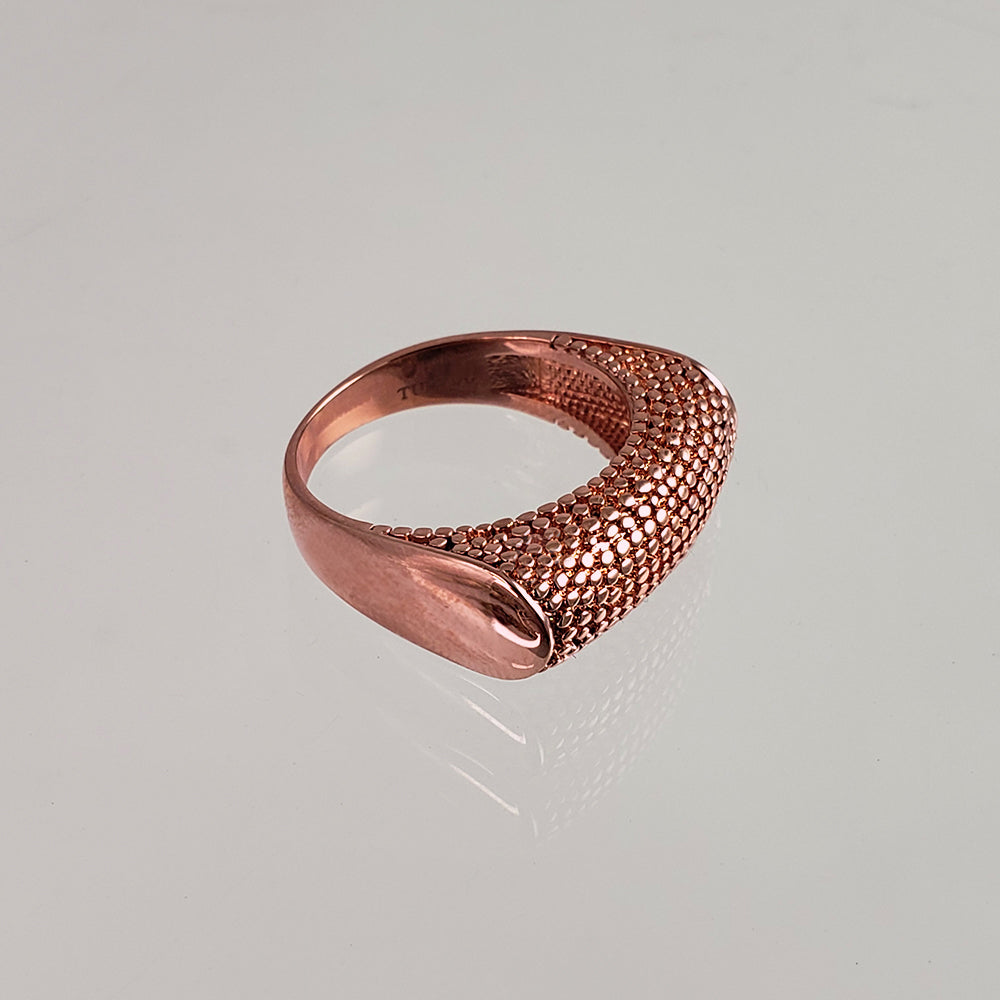 18K Gold Plated Polished & Textured Ring