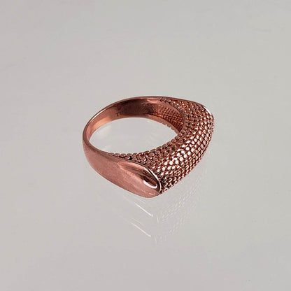 18K Gold Plated Polished & Textured Ring - TurkishBling
