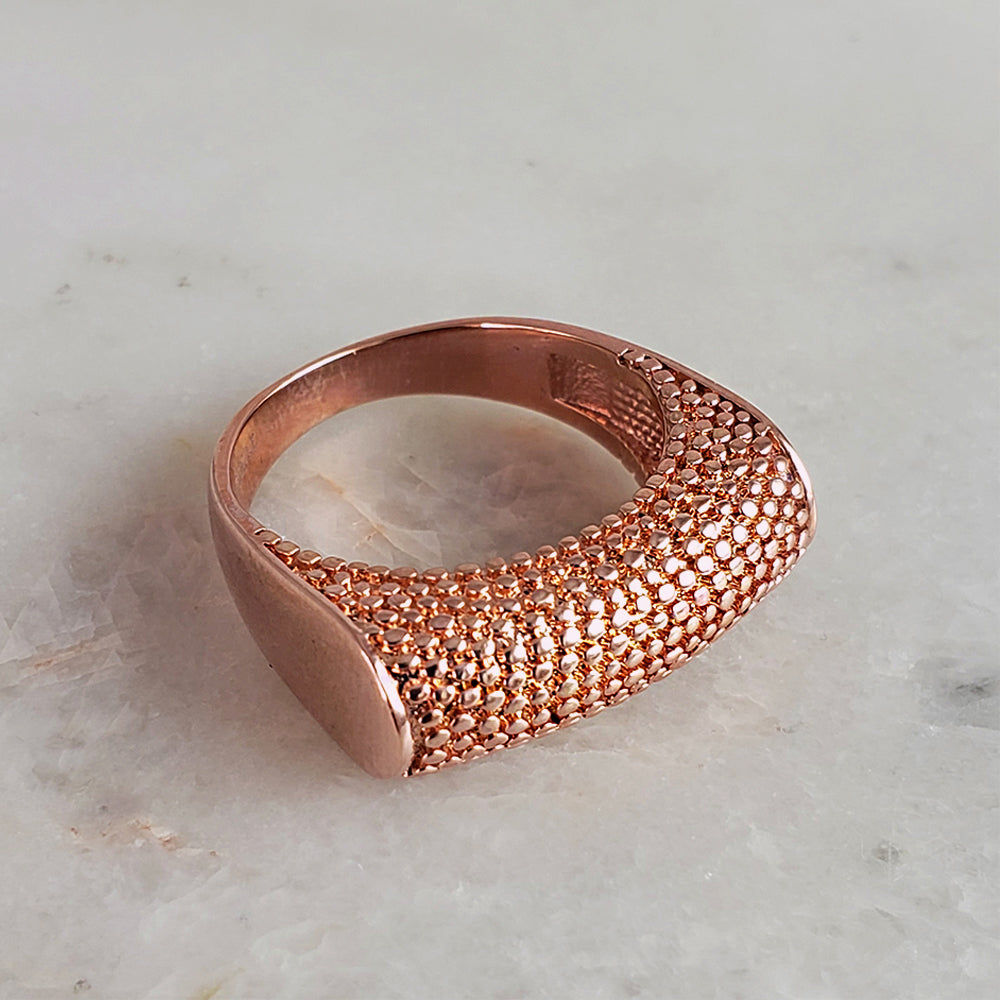 18K Gold Plated Polished & Textured Ring