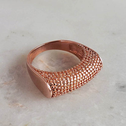 18K Gold Plated Polished & Textured Ring - TurkishBling