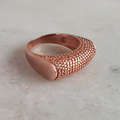 18K Gold Plated Polished & Textured Ring - TurkishBling