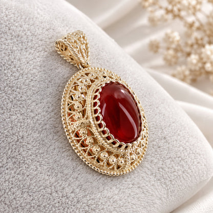 Carnelian Filigree Pendant – Ornate Mirror Finish Gallery
