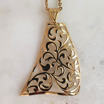 Charming Gold Scrollwork Statement Necklace - TurkishBling