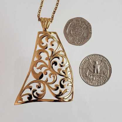 Charming Gold Scrollwork Statement Necklace - TurkishBling