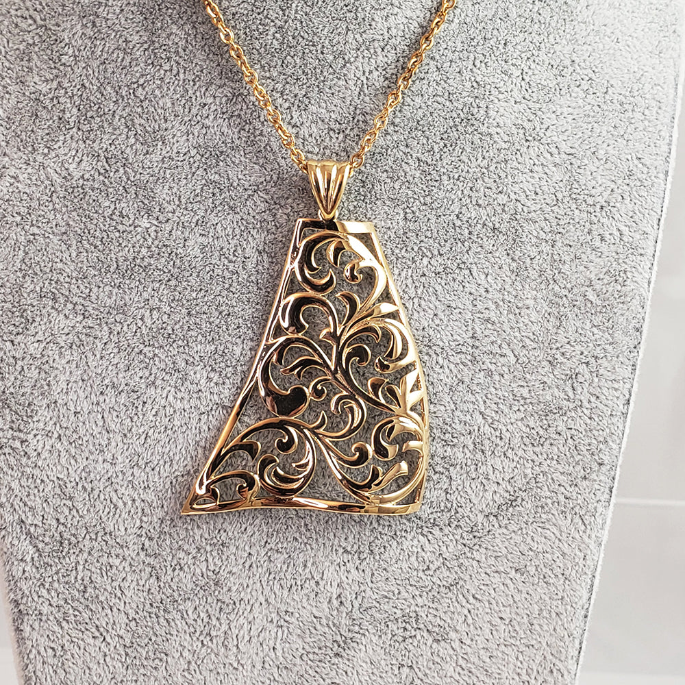 Charming Gold Scrollwork Statement Necklace