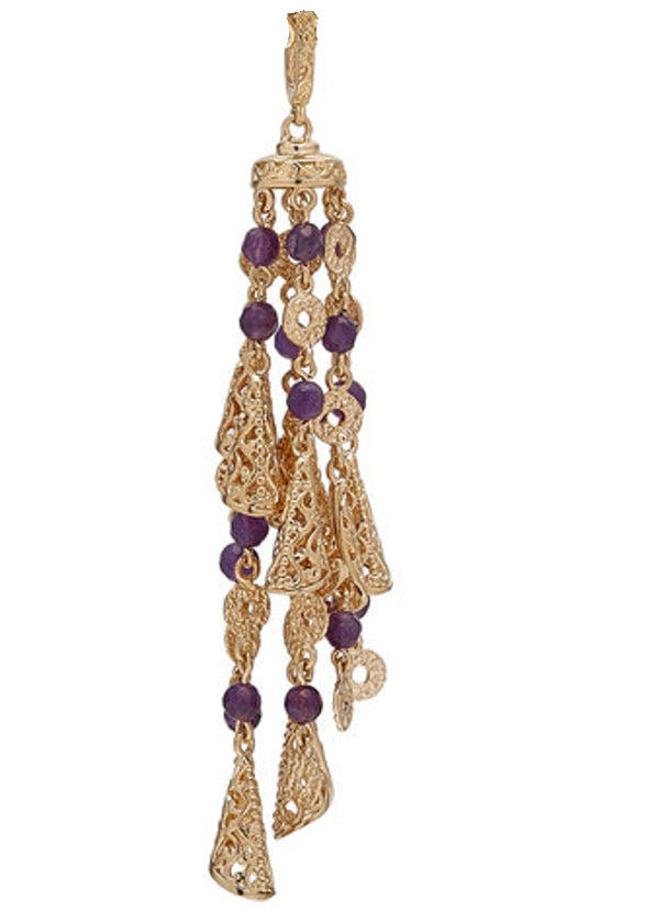 Tassel Filigree Pendant Enhancer with Gemstone Beads