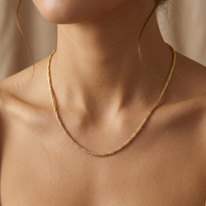 Timeless Gold Byzantine Chain Necklace, 18k Gold Over Sterling Silver, Available in 18in, 24in, 30in with 2in Extender