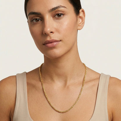 Timeless Gold Byzantine Chain Necklace, 18k Gold Over Sterling Silver, Available in 18in, 24in, 30in with 2in Extender
