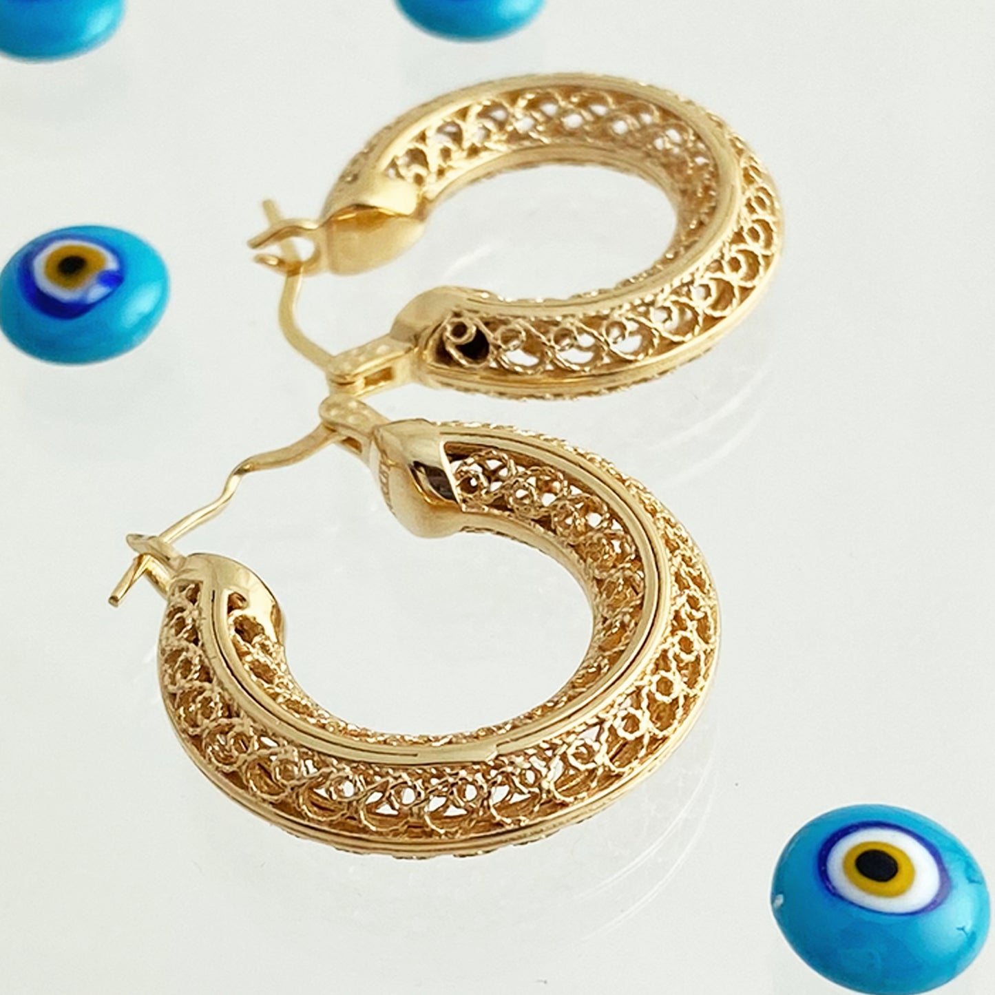 Round Filigree Hoop Earrings