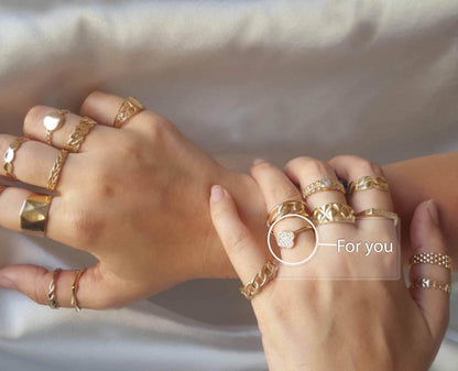 Gold Ring with Stone Accent - 10k,14k,18k - TurkishBling