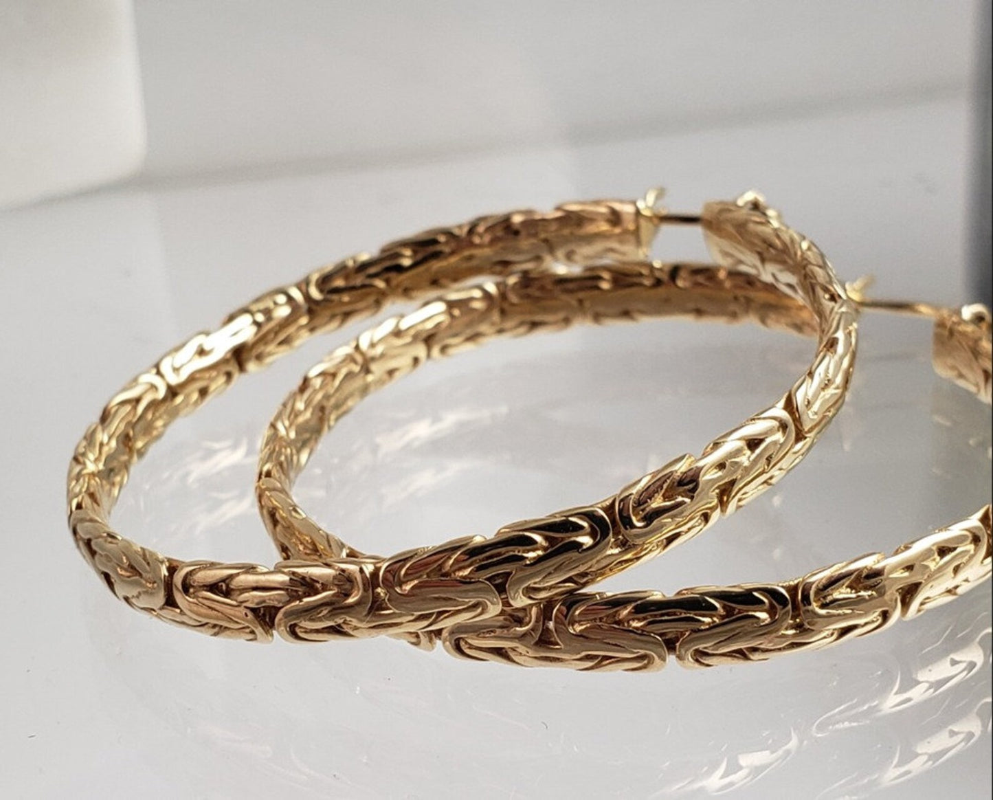 Byzantine Link Hoop Earrings with Timeless Texture