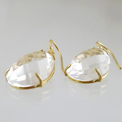 Crystal Quartz Teardrop Earrings – Handcrafted Openwork Design
