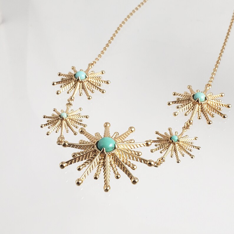 Starburst Statement Necklace with Turquoise and Coral