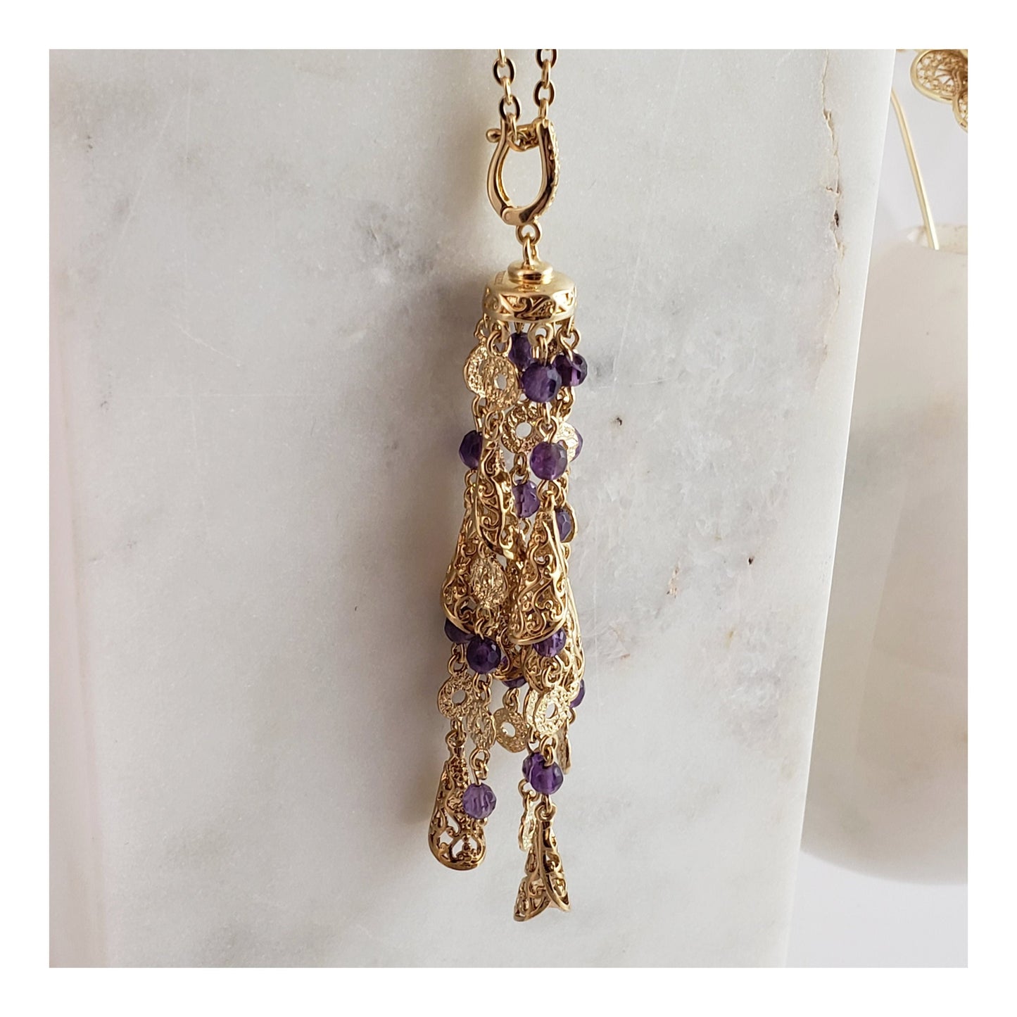 Genuine gemstone tassel enhancer pendant