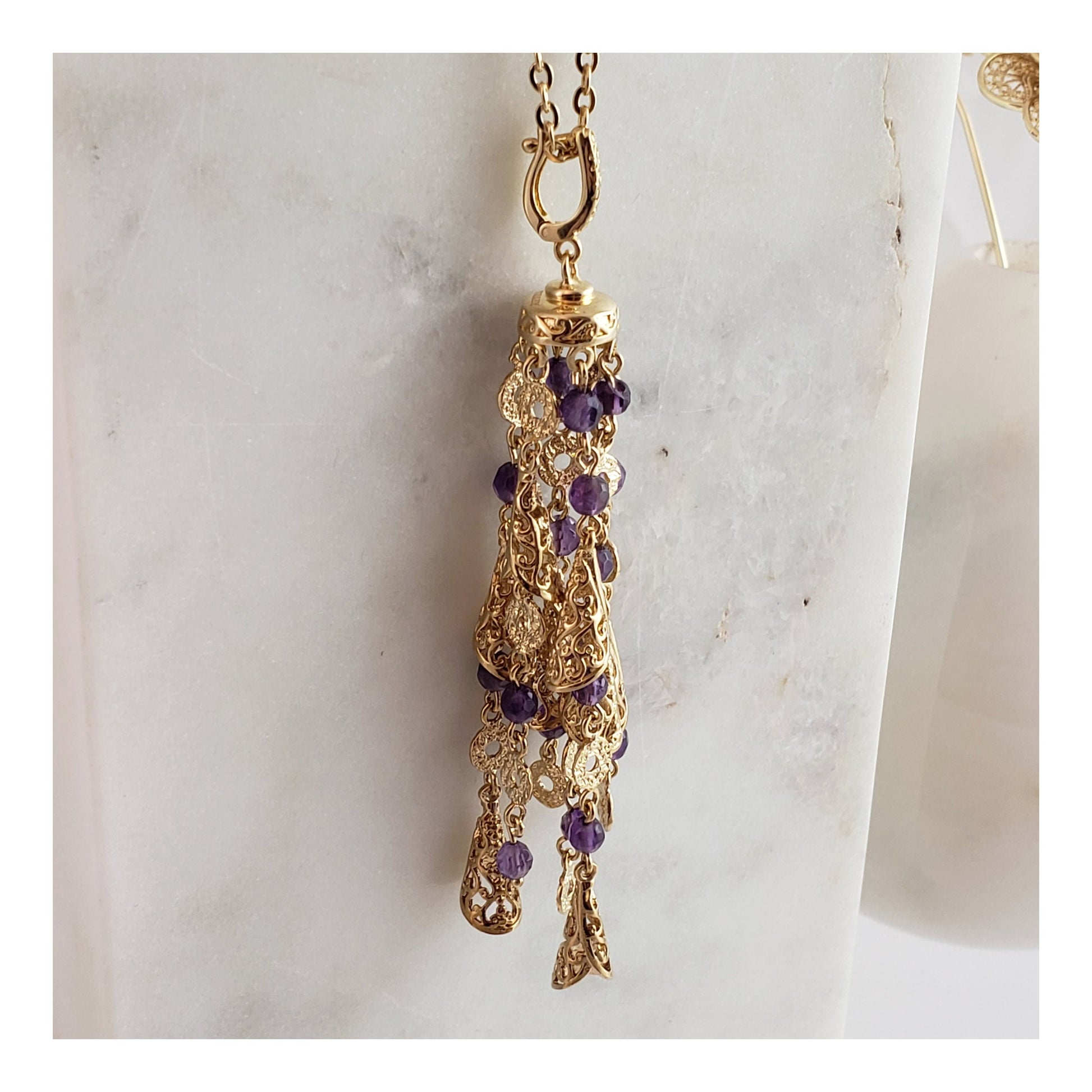 Genuine gemstone tassel enhancer pendant