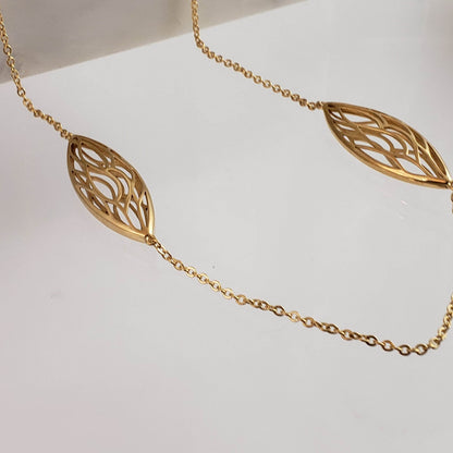 Dimensional Vine Element Station Cable Necklace - 40inch - TurkishBling