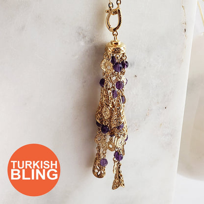 Genuine gemstone tassel enhancer pendant