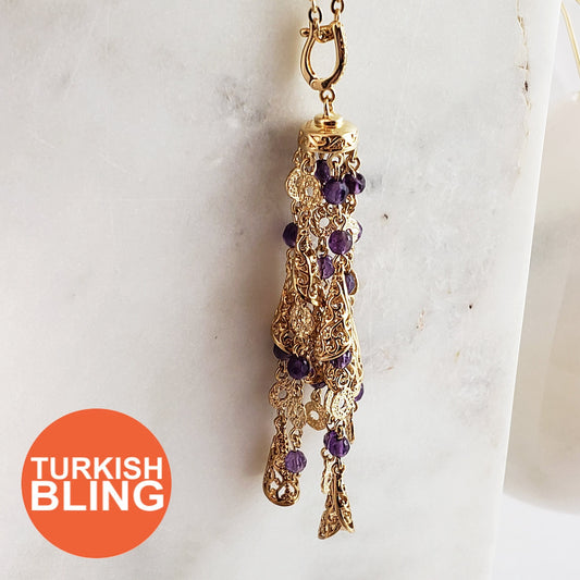 Genuine gemstone tassel enhancer pendant