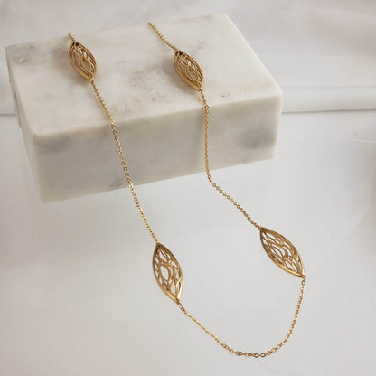Dimensional Vine Element Station Cable Necklace - 40inch - TurkishBling