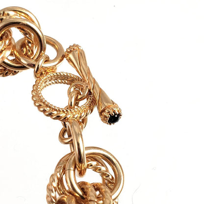 Bold Link Bracelet with Cable and High Polished Links and Gemstone Accented Toggle v White Gold - TurkishBling
