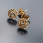 Round Gold Filigree Bead Stud Earrings with Diamond Cut