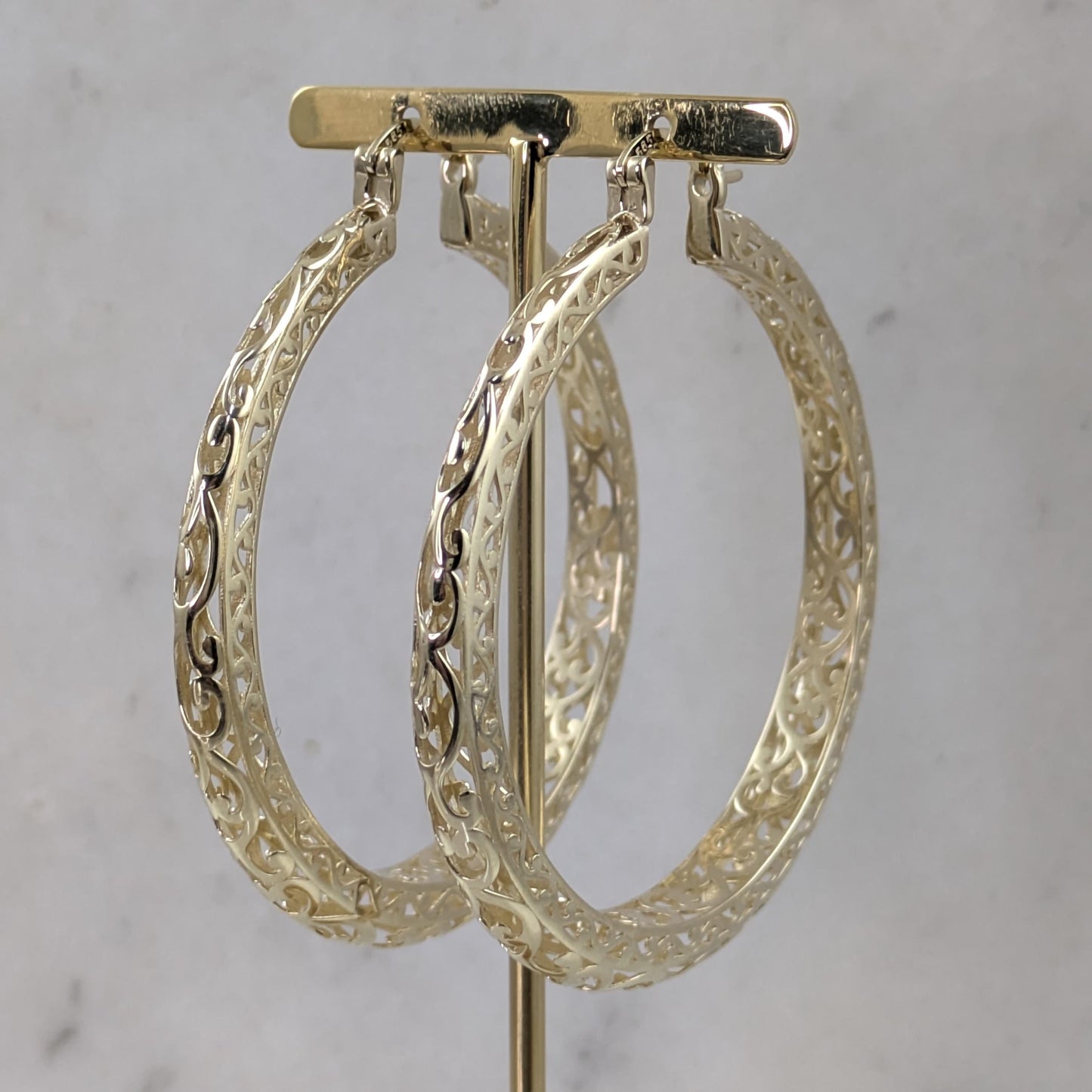 Made to Order Solid 14k Gold Scrollwork Hoop Earrings, Also Available in 10K & 18K Solid Gold